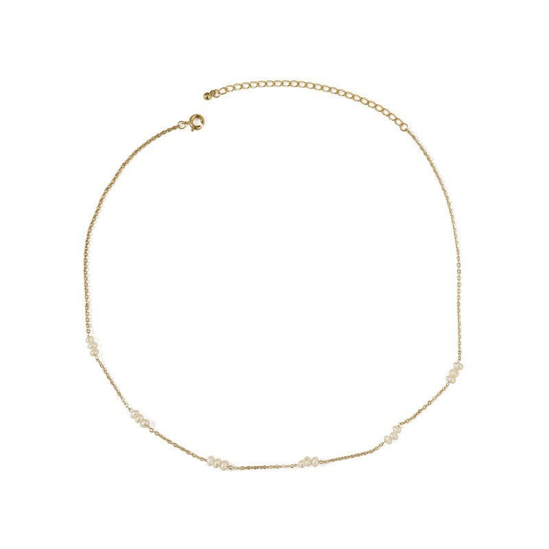 Wholesale Titanium Steel Natural Stone Pearl Necklaces